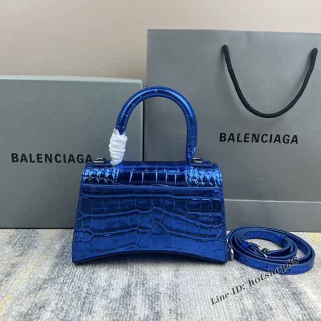 Balenciaga專櫃爆款新色xs號鱷魚紋Hourglass沙漏包 巴黎世家頂級原單手提肩背包 款號：8896 fyj1238